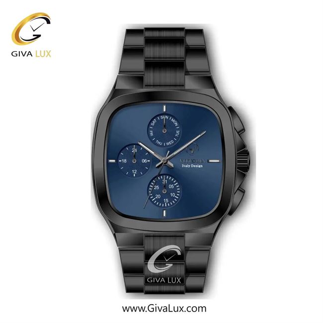 ساعت مچی اورجینال مردانه ویتوریا | Vittoria سه موتوره فول تایم مشکی | مشکی| سرمه ای| کد رفرنس VT3185