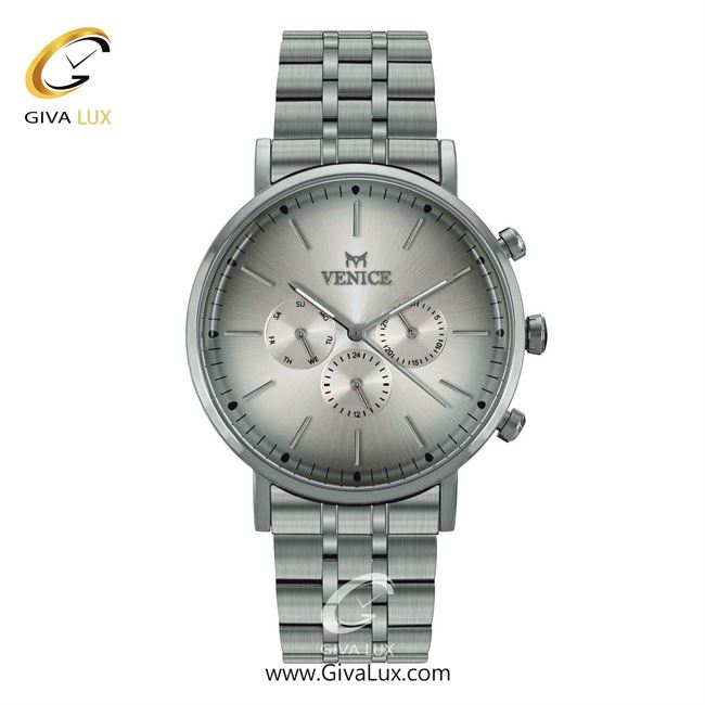 ساعت مچی اورجینال مردانه ونیز سه موتوره فول تایم نقره ای | نقره ای| نقره ای| کد رفرنس V801131102