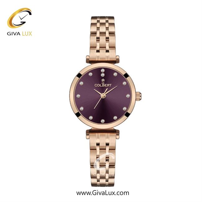 ساعت مچی اورجینال زنانه کلبرت COLBERT رزگلد | رزگلد| بادمجانی| کد رفرنس 0319L