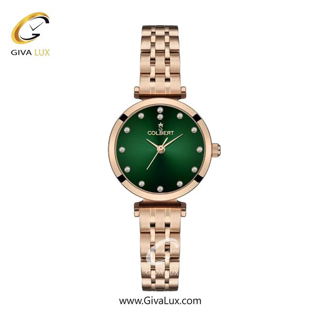 ساعت مچی اورجینال زنانه کلبرت COLBERT رزگلد | رزگلد| سبز یشمی تیره| کد رفرنس 0319L