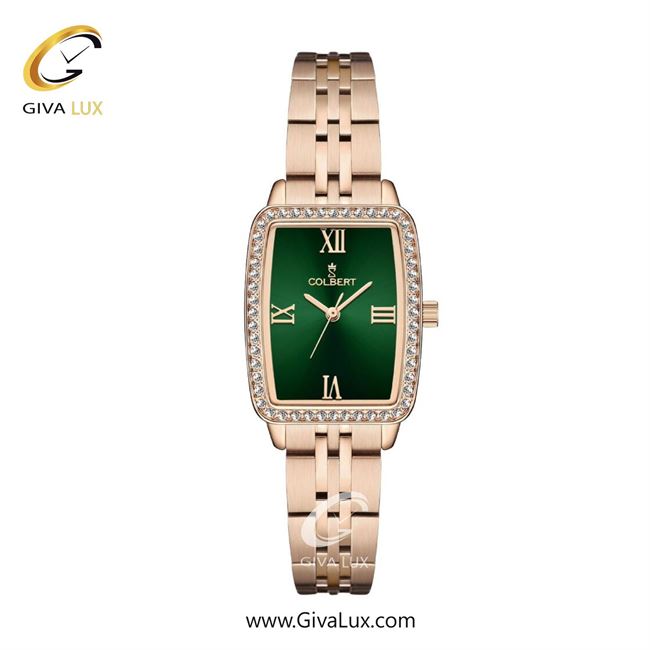 ساعت مچی اورجینال زنانه کلبرت COLBERT رزگلد | رزگلد| سبز یشمی تیره| کد رفرنس 0322L