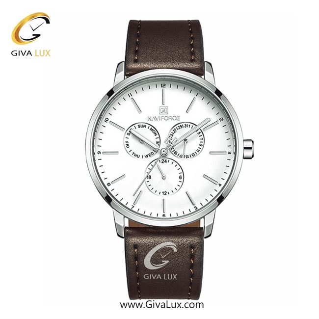 ساعت مچی مردانه بند چرمی فول تایم ناوی فورس(نیوی فورس) NF3001S/W