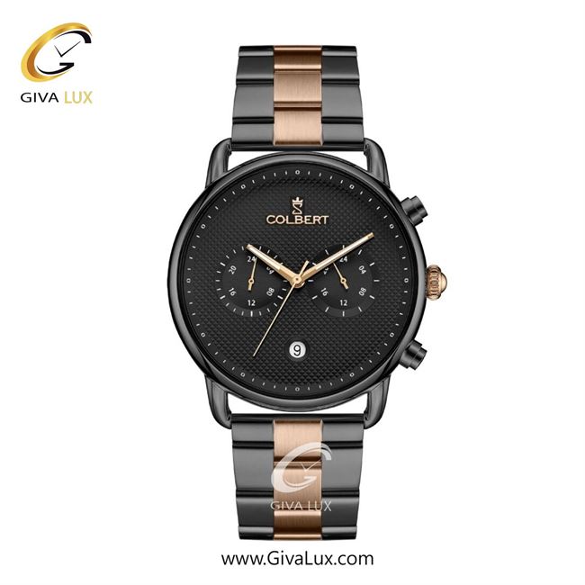 ساعت مچی اورجینال مردانه کلبرت COLBERT سه موتوره فول تایم تیتانیوم | رزگلد-تیتانیوم| مشکی| کد رفرنس 0325M