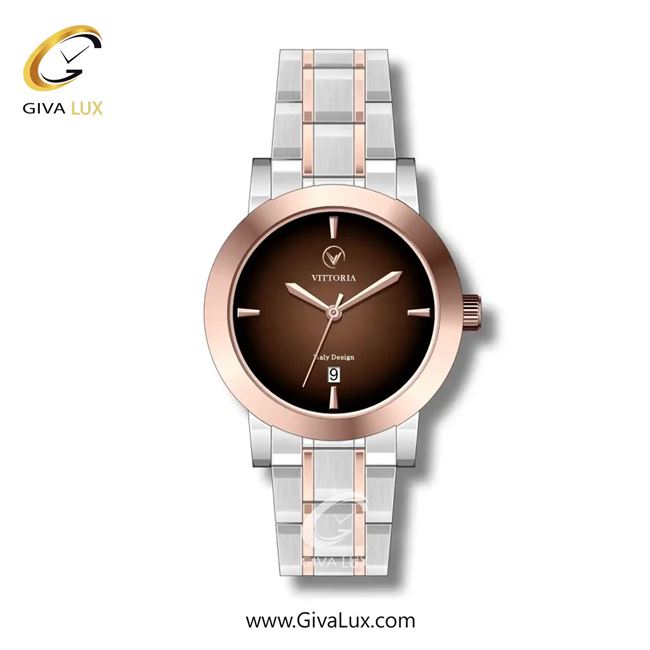 ساعت مچی اورجینال زنانه ویتوریا | Vittoria رزگلد | رزگلد-نقره ای| کافی| کد رفرنس VT3251