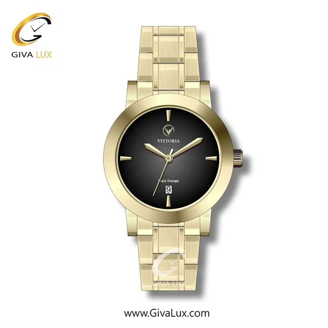 ساعت مچی اورجینال زنانه ویتوریا | Vittoria طلایی | طلایی| مشکی| کد رفرنس VT3251