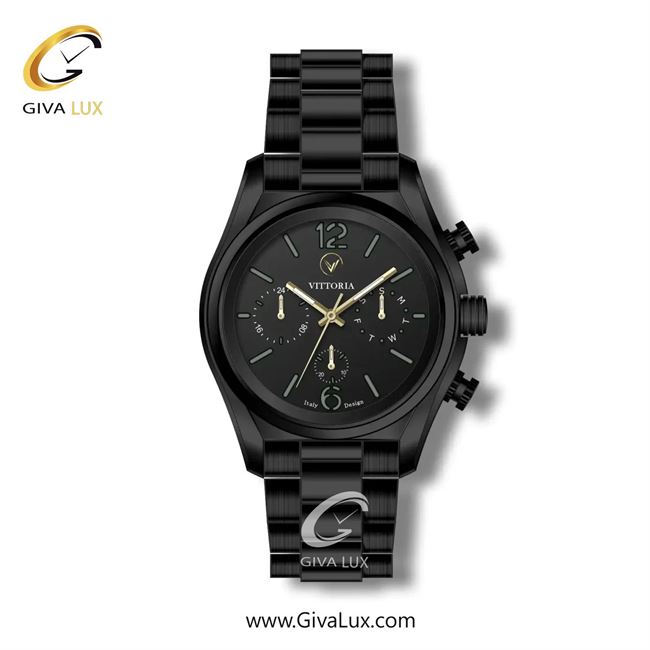 ساعت مچی اورجینال مردانه ویتوریا | Vittoria سه موتوره فول تایم مشکی | مشکی| مشکی| کد رفرنس VT3254