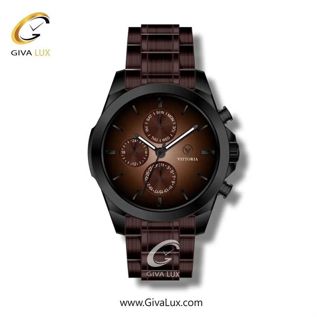 ساعت مچی اورجینال مردانه ویتوریا | Vittoria سه موتوره فول تایم مشکی | کافی| کافی| کد رفرنس VT3255