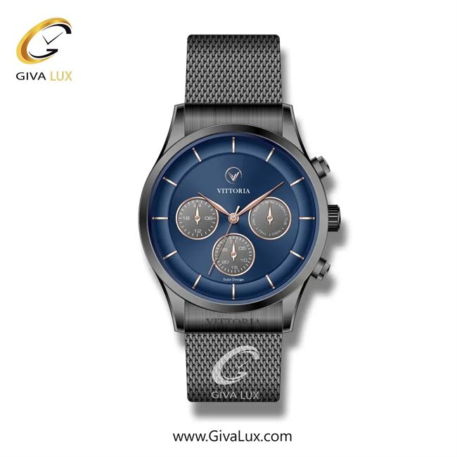 ساعت مچی اورجینال مردانه ویتوریا | Vittoria سه موتوره فول تایم تیتانیوم | تیتانیوم(زغالی)| سرمه ای| کد رفرنس VT3256