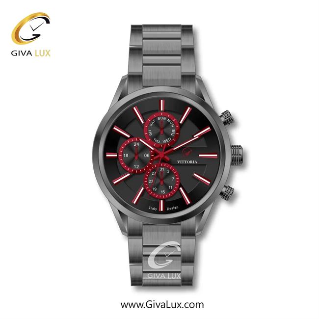 ساعت مچی اورجینال مردانه ویتوریا | Vittoria سه موتوره فول تایم تیتانیوم | تیتانیوم(زغالی)| مشکی| کد رفرنس VT3258
