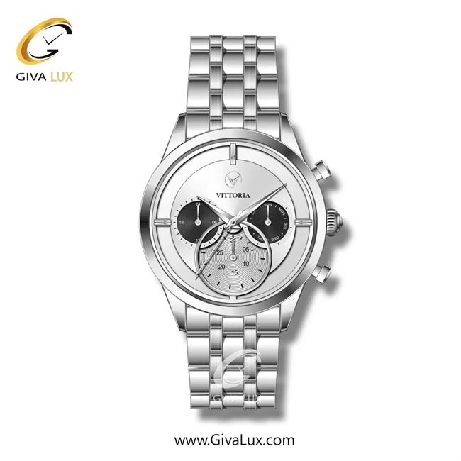 ساعت مچی اورجینال مردانه ویتوریا | Vittoria سه موتوره فول تایم نقره ای | نقره ای| نقره ای| کد رفرنس VT3259