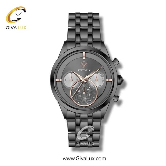 ساعت مچی اورجینال مردانه ویتوریا | Vittoria سه موتوره فول تایم تیتانیوم | تیتانیوم(زغالی)| دودی|تیتانیوم| کد رفرنس VT3259