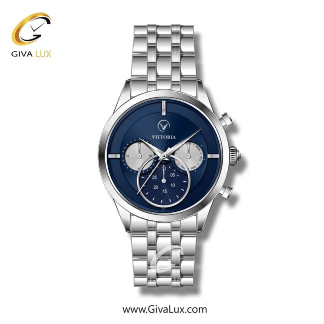 ساعت مچی اورجینال مردانه ویتوریا | Vittoria سه موتوره فول تایم نقره ای | نقره ای| سرمه ای| کد رفرنس VT3259