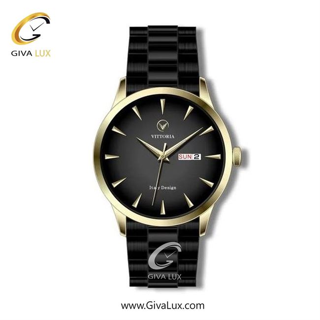 ساعت مچی اورجینال مردانه ویتوریا | Vittoria طلایی | مشکی| مشکی| کد رفرنس VT3260