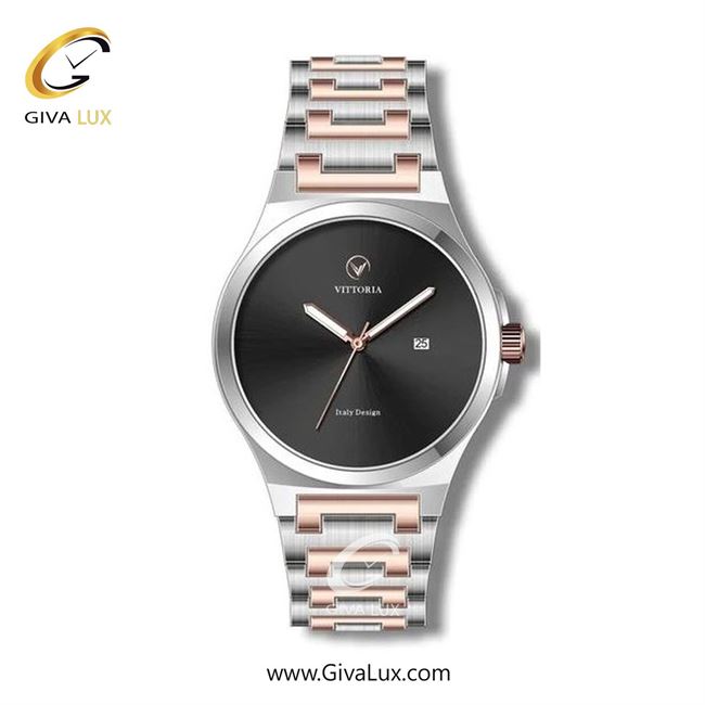 ساعت مچی اورجینال مردانه ویتوریا | Vittoria نقره ای | رزگلد-نقره ای| مشکی| کد رفرنس VT3263