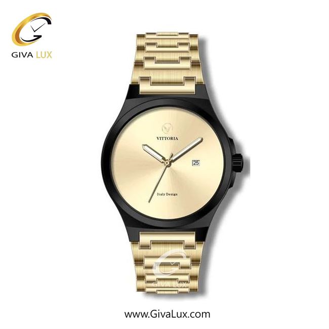 ساعت مچی اورجینال مردانه ویتوریا | Vittoria مشکی | طلایی| طلایی| کد رفرنس VT3263