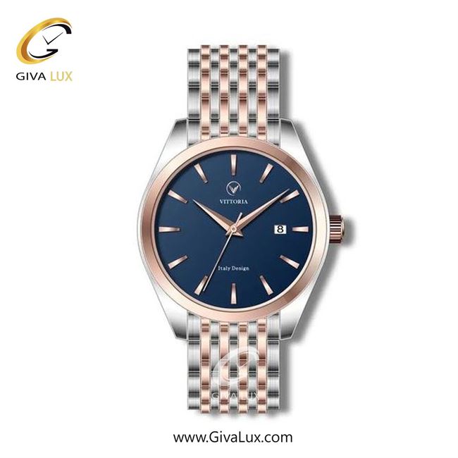 ساعت مچی اورجینال مردانه ویتوریا | Vittoria نقره ای-رزگلد | رزگلد-نقره ای| سرمه ای| کد رفرنس VT3264