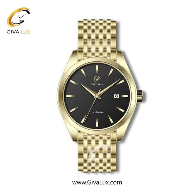 ساعت مچی اورجینال مردانه ویتوریا | Vittoria طلایی | طلایی| مشکی| کد رفرنس VT3264