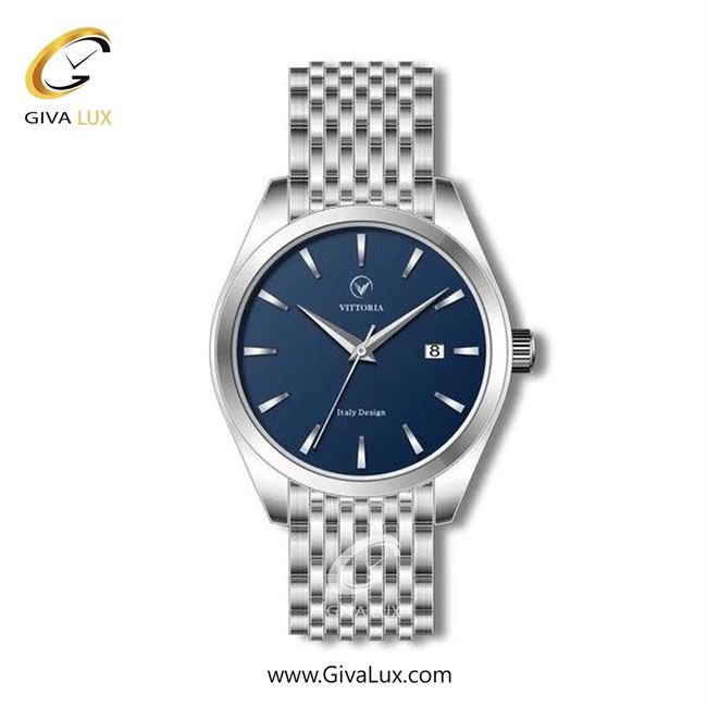 ساعت مچی اورجینال مردانه ویتوریا | Vittoria نقره ای | نقره ای| سرمه ای| کد رفرنس VT3264