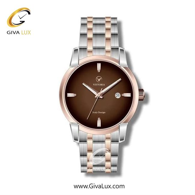 ساعت مچی اورجینال زنانه ویتوریا | Vittoria رزگلد | نقره ای-رزگلد| کافی| کد رفرنس VT3265