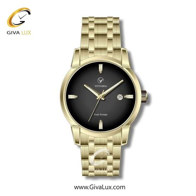 ساعت مچی اورجینال زنانه ویتوریا | Vittoria طلایی | طلایی| مشکی| کد رفرنس VT3265