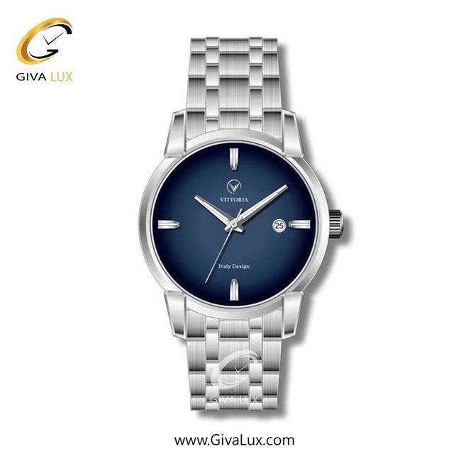 ساعت مچی اورجینال زنانه ویتوریا | Vittoria نقره ای | نقره ای| سرمه ای| کد رفرنس VT3265