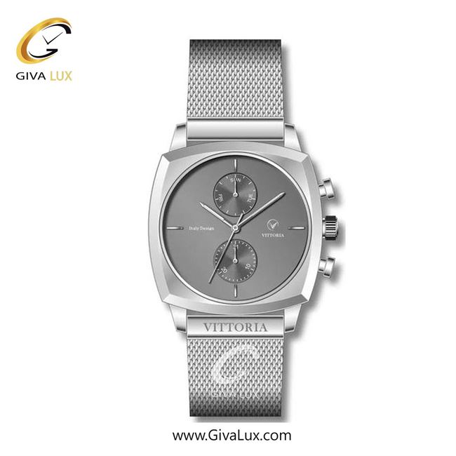 ساعت مچی اورجینال مردانه ویتوریا | Vittoria سه موتوره فول تایم نقره ای | نقره ای| طوسی| کد رفرنس VT3266