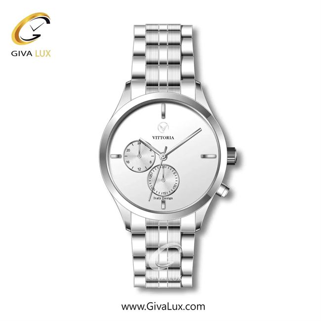 ساعت مچی اورجینال مردانه ویتوریا | Vittoria سه موتوره فول تایم نقره ای | نقره ای| نقره ای| کد رفرنس VT3269