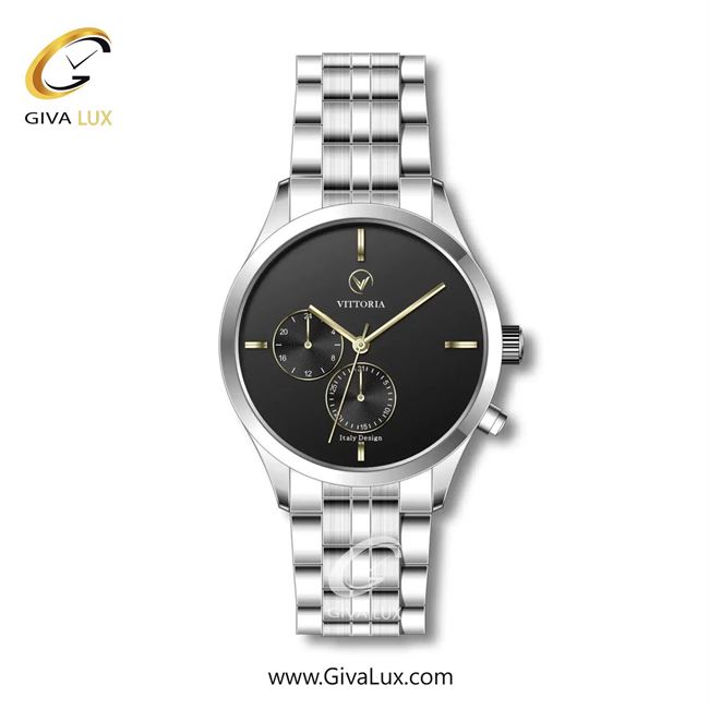 ساعت مچی اورجینال مردانه ویتوریا | Vittoria سه موتوره فول تایم نقره ای | نقره ای| مشکی| کد رفرنس VT3269
