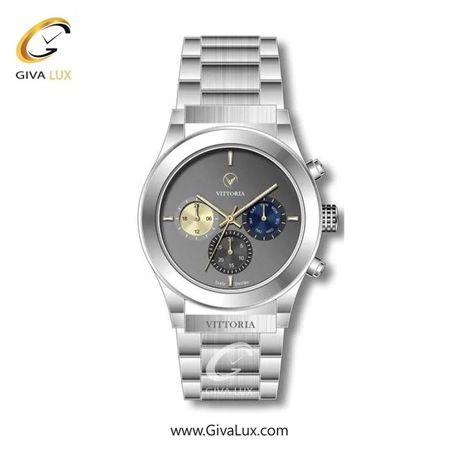 ساعت مچی اورجینال مردانه ویتوریا | Vittoria سه موتوره فول تایم نقره ای | نقره ای| دودی|تیتانیوم| کد رفرنس VT3273