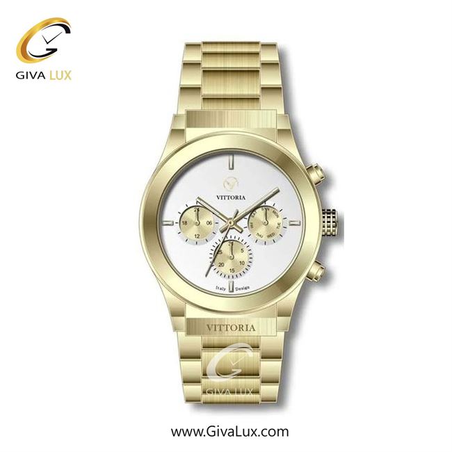 ساعت مچی اورجینال مردانه ویتوریا | Vittoria سه موتوره فول تایم طلایی | طلایی| نقره ای| کد رفرنس VT3273