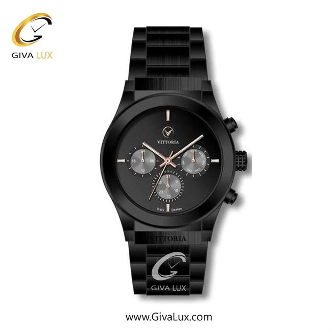 ساعت مچی اورجینال مردانه ویتوریا | Vittoria سه موتوره فول تایم مشکی | مشکی| مشکی| کد رفرنس VT3273