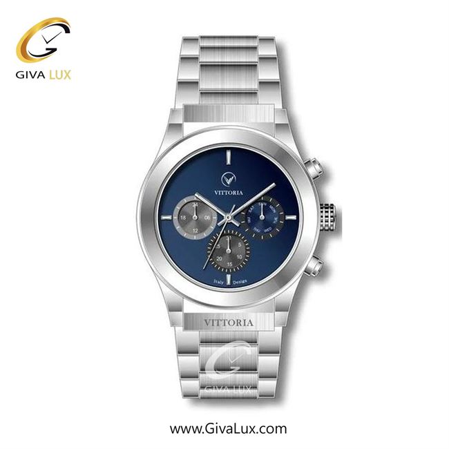 ساعت مچی اورجینال مردانه ویتوریا | Vittoria سه موتوره فول تایم نقره ای | نقره ای| سرمه ای| کد رفرنس VT3273