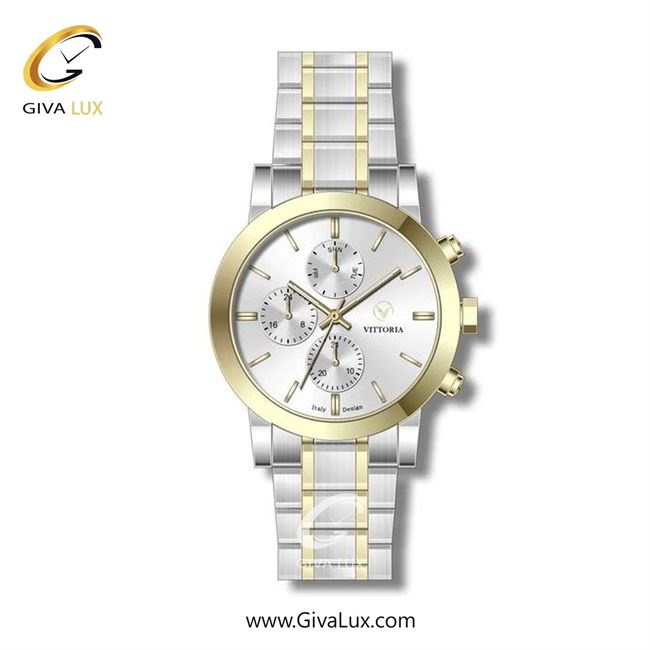 ساعت مچی اورجینال زنانه ویتوریا | Vittoria سه موتوره فول تایم طلایی | نقره ای-طلایی| نقره ای| کد رفرنس VT3274