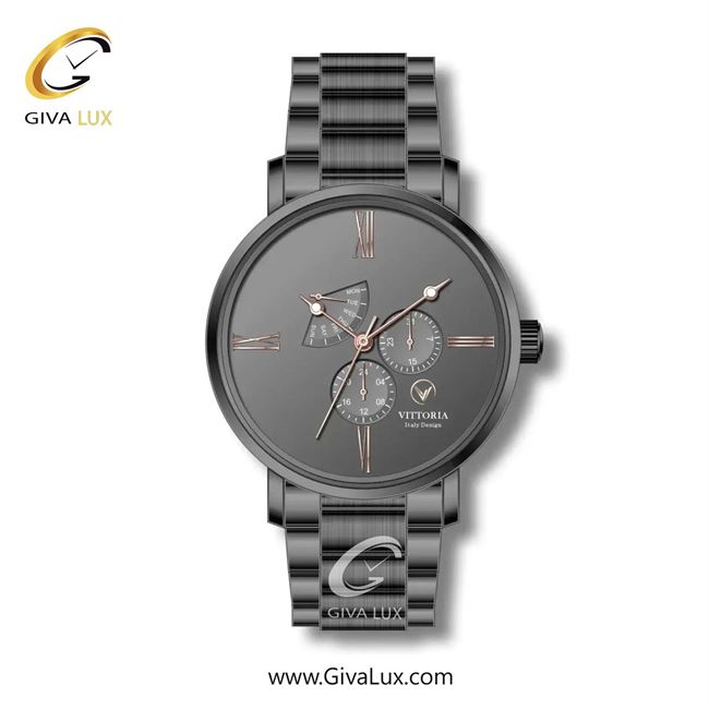 ساعت مچی اورجینال مردانه ویتوریا | Vittoria سه موتوره فول تایم تیتانیوم | تیتانیوم(زغالی)| دودی|تیتانیوم| کد رفرنس VT3276