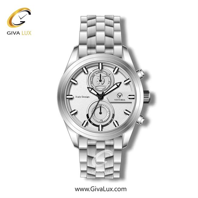 ساعت مچی اورجینال مردانه ویتوریا | Vittoria سه موتوره فول تایم نقره ای | نقره ای| نقره ای| کد رفرنس VT3277