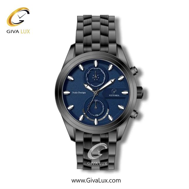 ساعت مچی اورجینال مردانه ویتوریا | Vittoria سه موتوره فول تایم تیتانیوم | تیتانیوم(زغالی)| سرمه ای| کد رفرنس VT3277