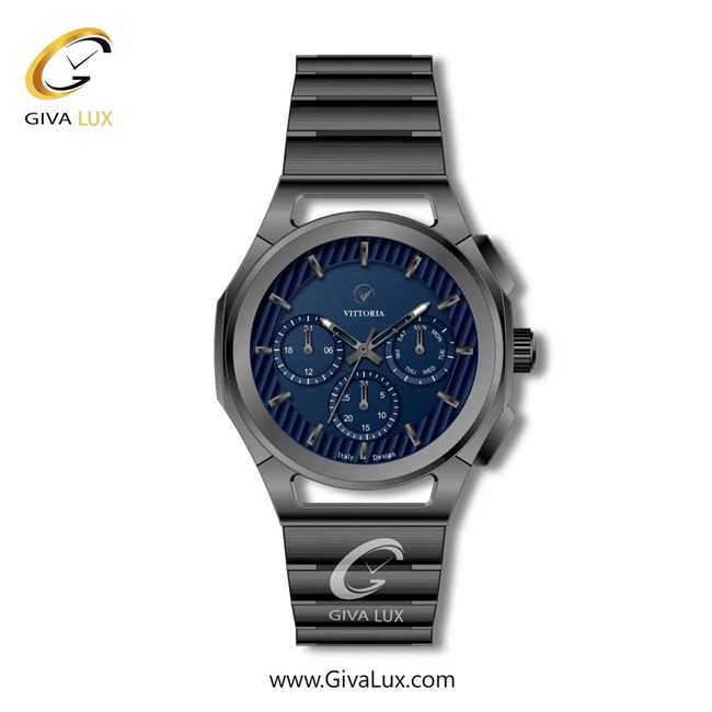 ساعت مچی اورجینال مردانه ویتوریا | Vittoria سه موتوره فول تایم تیتانیوم | تیتانیوم(زغالی)| سرمه ای| کد رفرنس VT3278