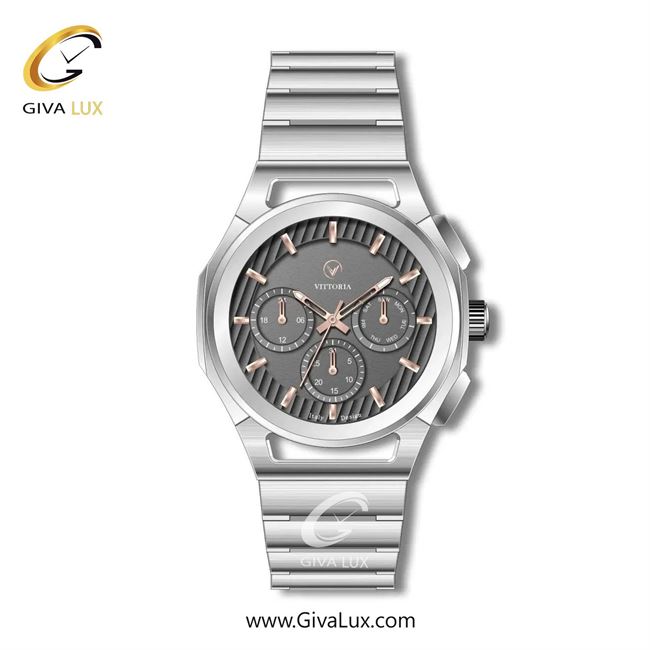 ساعت مچی اورجینال مردانه ویتوریا | Vittoria سه موتوره فول تایم نقره ای | نقره ای| دودی|تیتانیوم| کد رفرنس VT3278