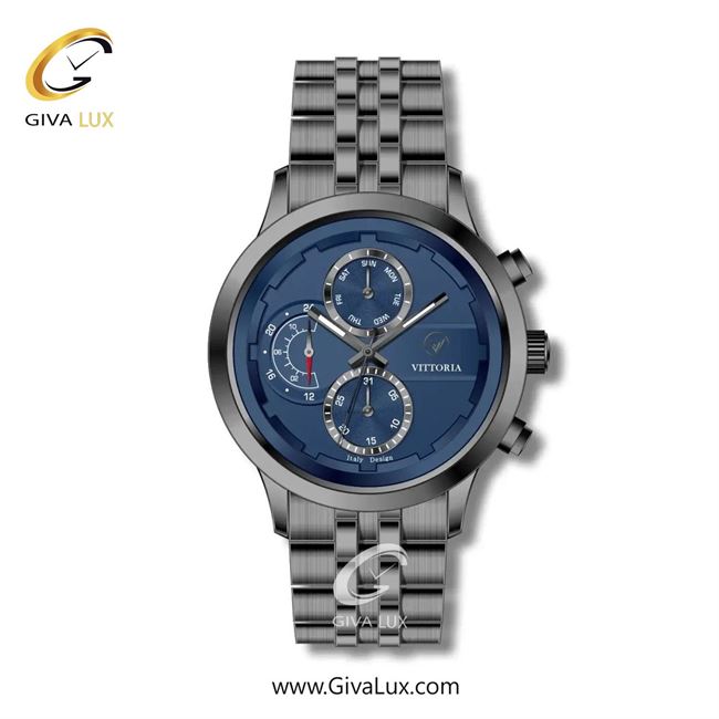 ساعت مچی اورجینال مردانه ویتوریا | Vittoria سه موتوره فول تایم تیتانیوم | تیتانیوم(زغالی)| سرمه ای| کد رفرنس VT3279