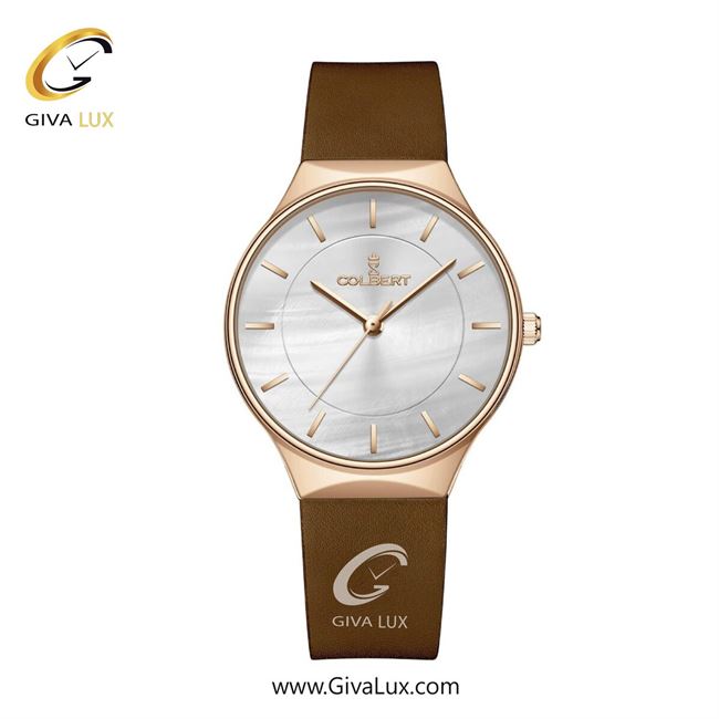 ساعت مچی اورجینال زنانه کلبرت COLBERT رزگلد | قهوه ای| سفید صدفی| کد رفرنس  0328L