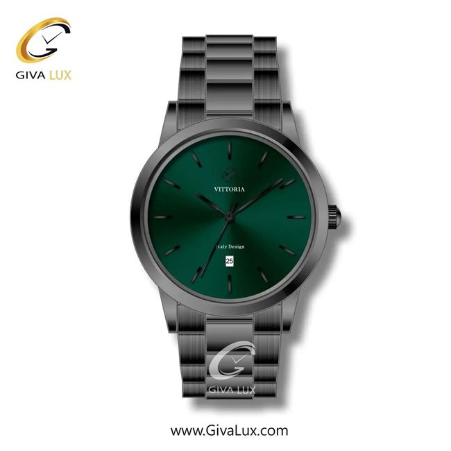 ساعت مچی اورجینال مردانه ویتوریا | Vittoria تیتانیوم | تیتانیوم(زغالی)| سبز یشمی تیره| کد رفرنس VT3282