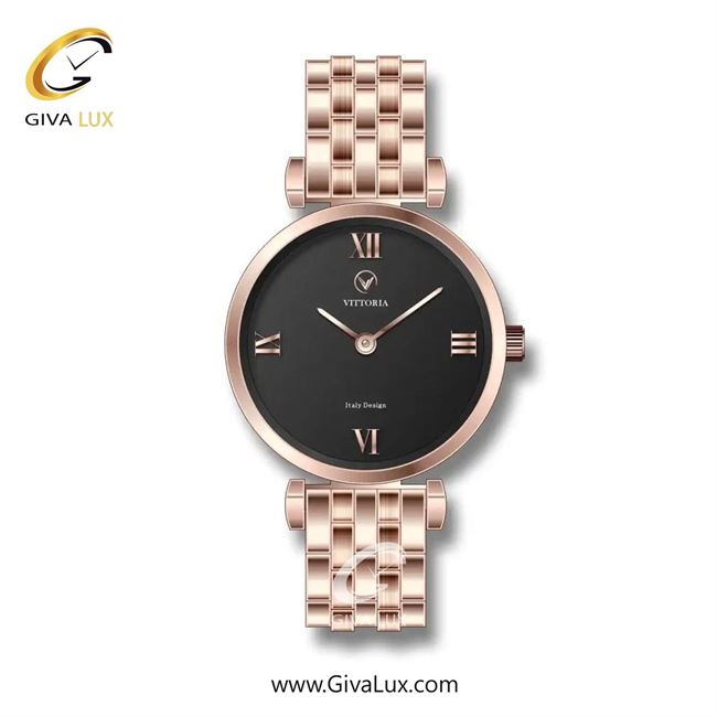 ساعت مچی اورجینال زنانه ویتوریا | Vittoria رزگلد | رزگلد| مشکی| کد رفرنس VT3287
