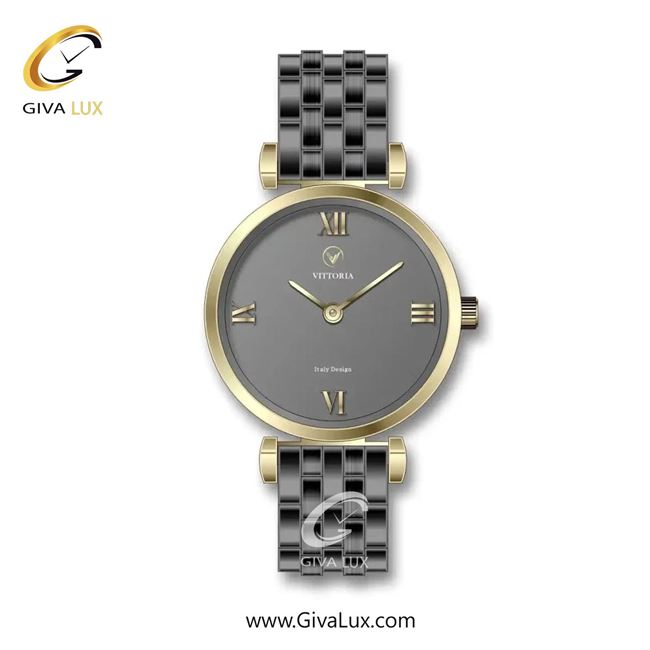 ساعت مچی اورجینال زنانه ویتوریا | Vittoria طلایی | تیتانیوم(زغالی)| دودی|تیتانیوم| کد رفرنس VT3287