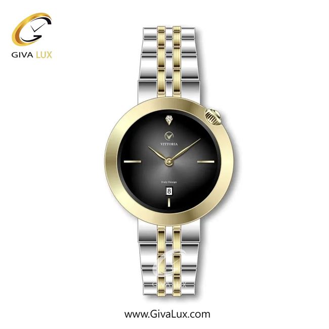 ساعت مچی اورجینال زنانه ویتوریا | Vittoria طلایی | طلایی-نقره ای| مشکی| کد رفرنس VT3288