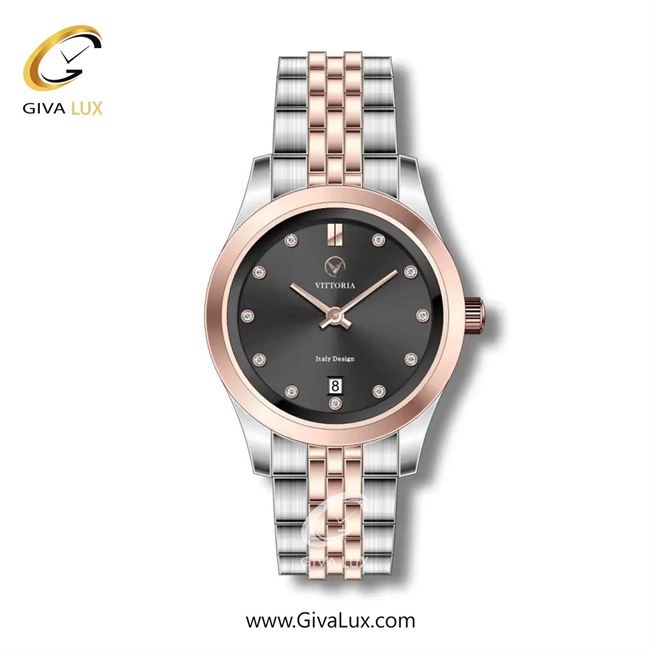 ساعت مچی اورجینال زنانه ویتوریا | Vittoria رزگلد | رزگلد-نقره ای| مشکی| کد رفرنس VT3290