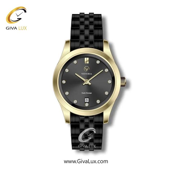 ساعت مچی اورجینال زنانه ویتوریا | Vittoria طلایی | مشکی| مشکی| کد رفرنس VT3290