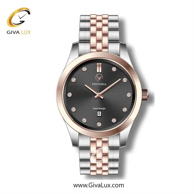 ساعت مچی اورجینال مردانه ویتوریا | Vittoria رزگلد-نقره ای | نقره ای-رزگلد| مشکی| کد رفرنس VT3292