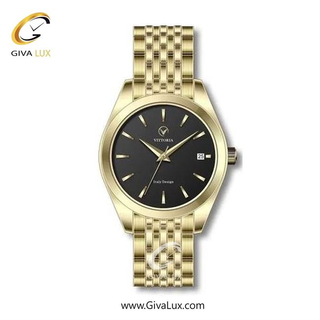 ساعت مچی اورجینال مردانه ویتوریا | Vittoria طلایی | طلایی| مشکی| کد رفرنس VT3295