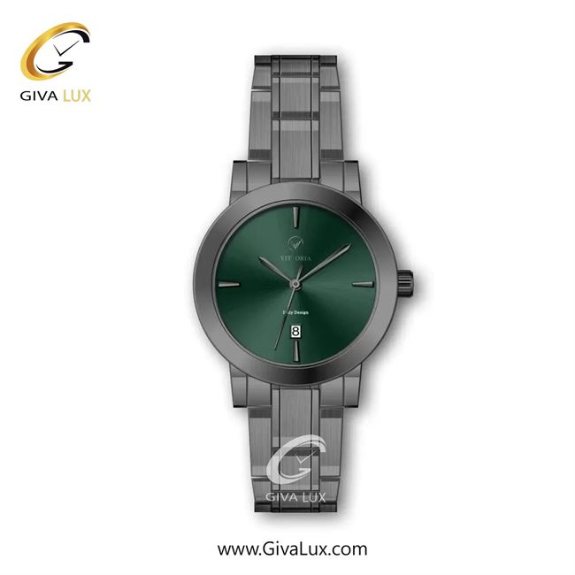 ساعت مچی اورجینال زنانه ویتوریا | Vittoria تیتانیوم | تیتانیوم(زغالی)| سبز یشمی تیره| کد رفرنس VT3297L