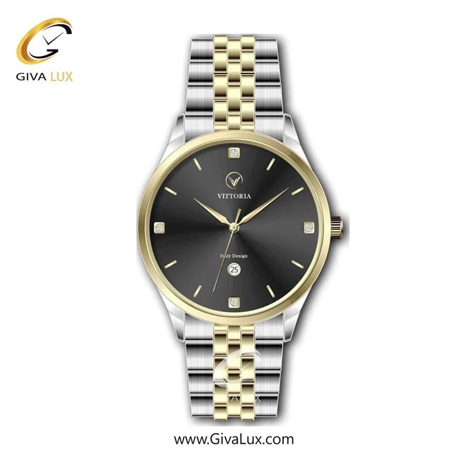 ساعت مچی اورجینال مردانه ویتوریا | Vittoria نقره ای-طلایی | طلایی-نقره ای| مشکی| کد رفرنس VT3298G